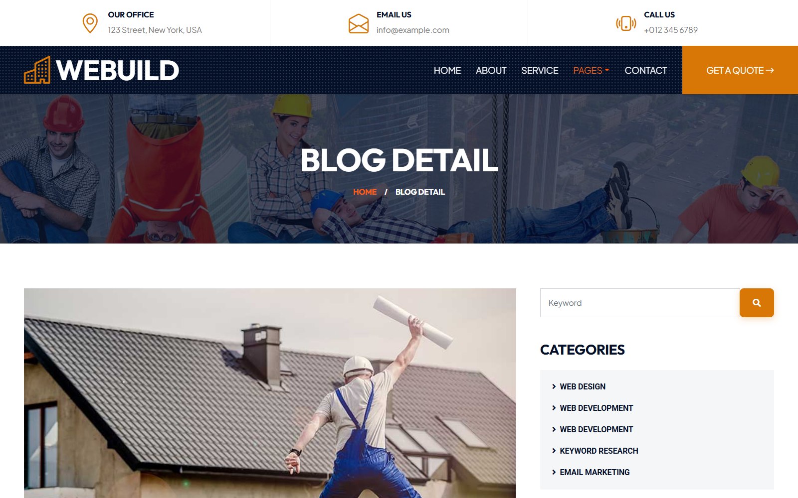 Webuild - HTML Architecture & Construction Theme detail screen