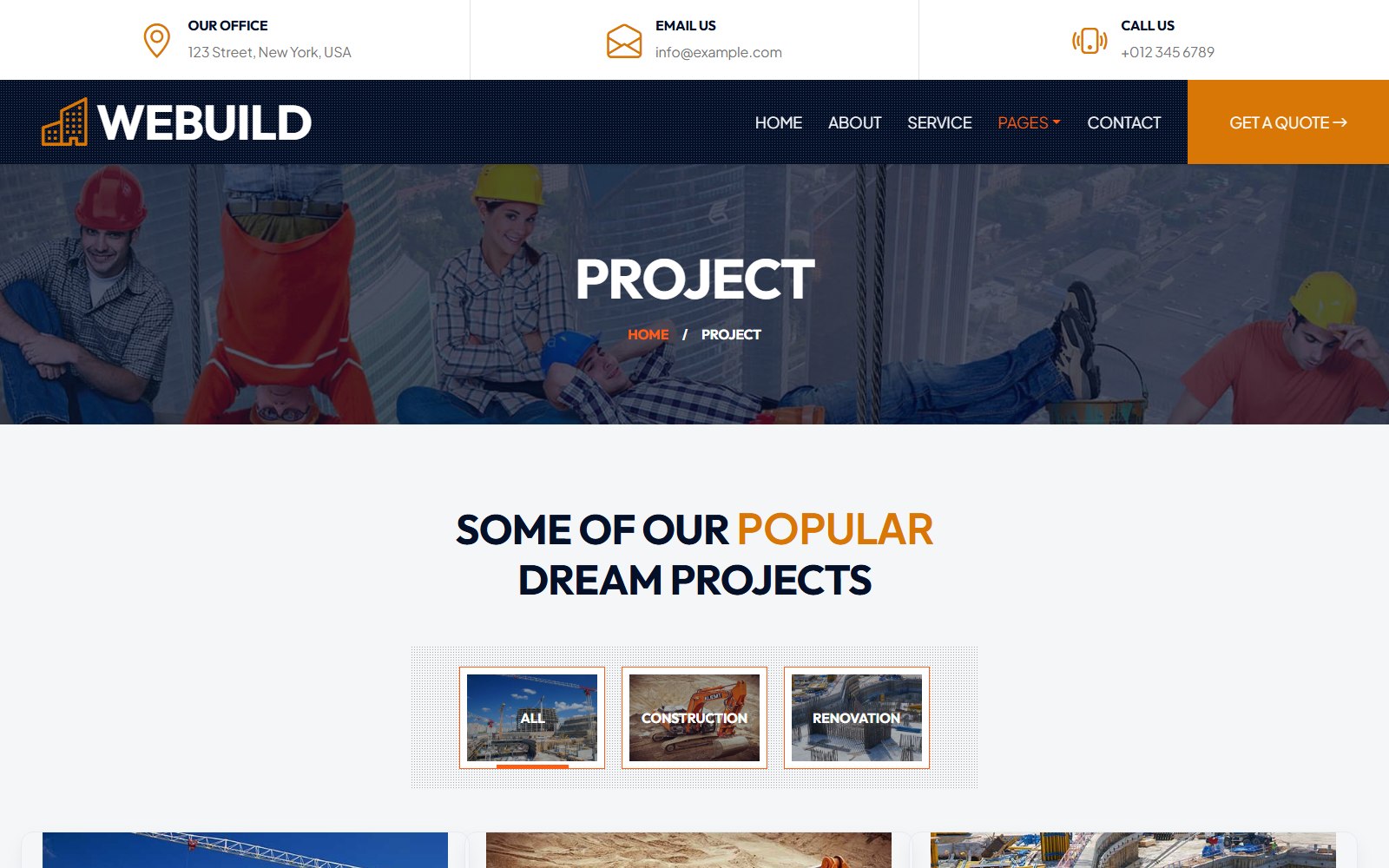 Webuild - HTML Architecture & Construction Theme project screen