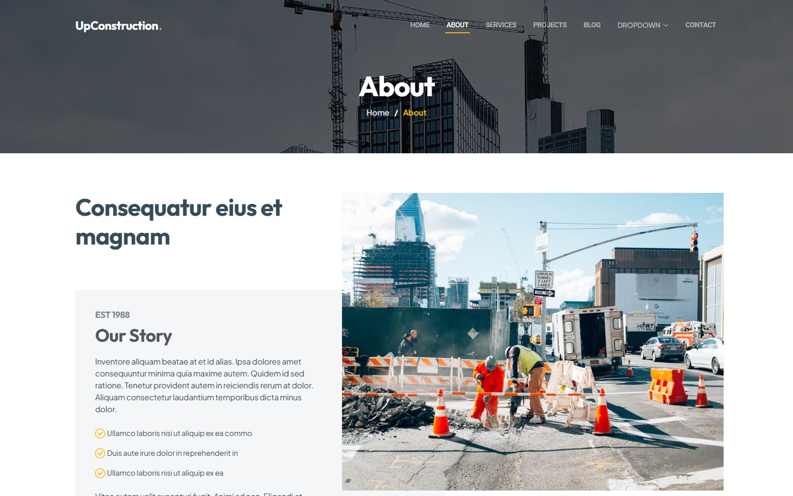 Upconstruction - HTML Architecture & Construction Theme about screen