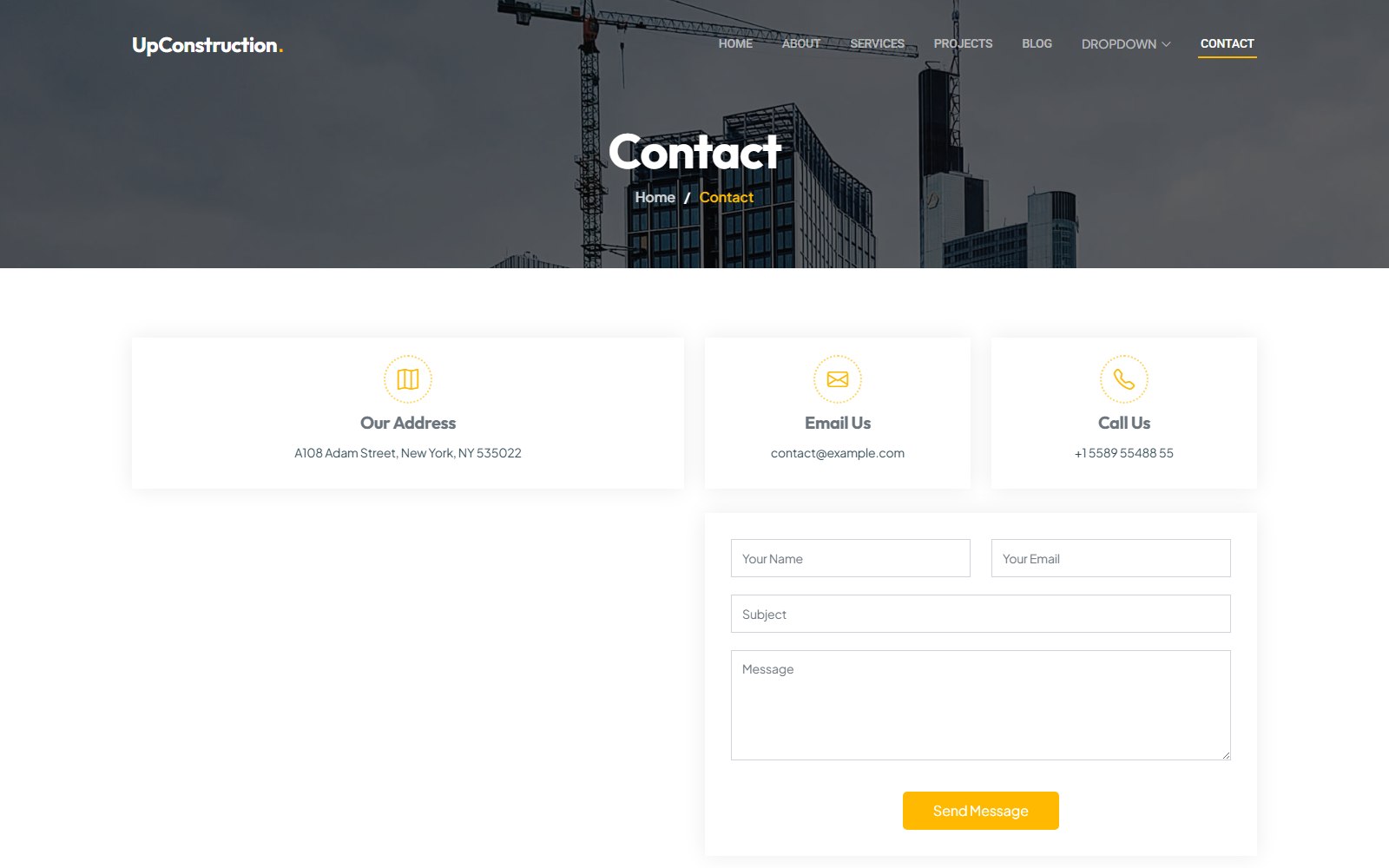 Upconstruction - HTML Architecture & Construction Theme contact screen