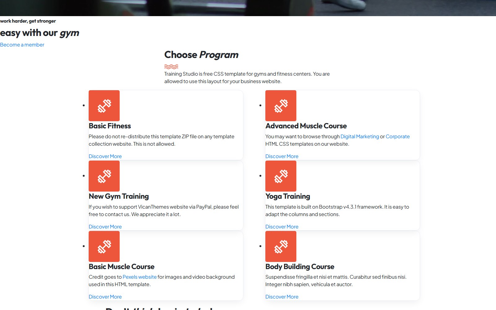 Training Studio - HTML Fitness, Wellness & Beauty Theme features and services