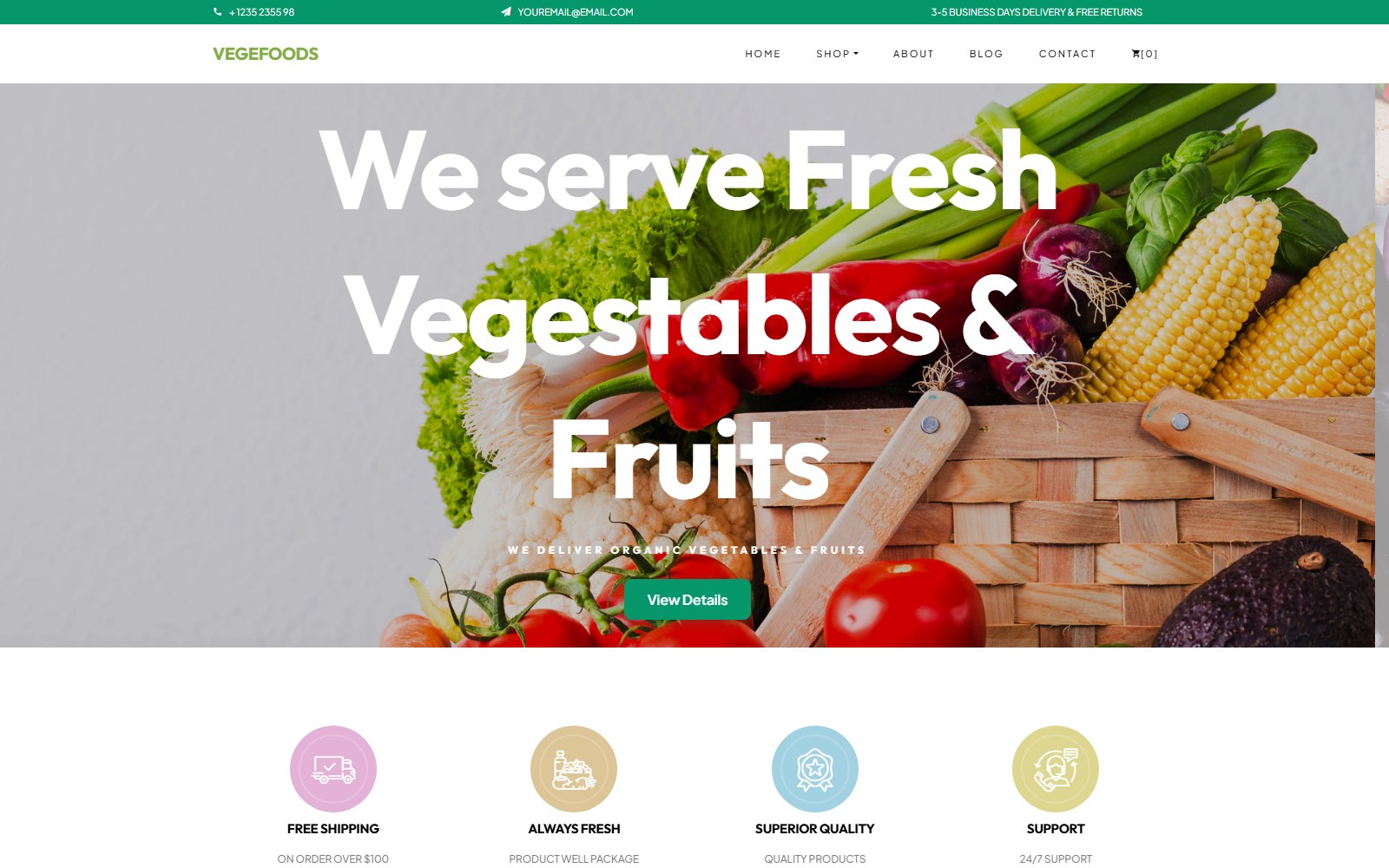 Vegefoods - HTML Agriculture & Organic Food Theme