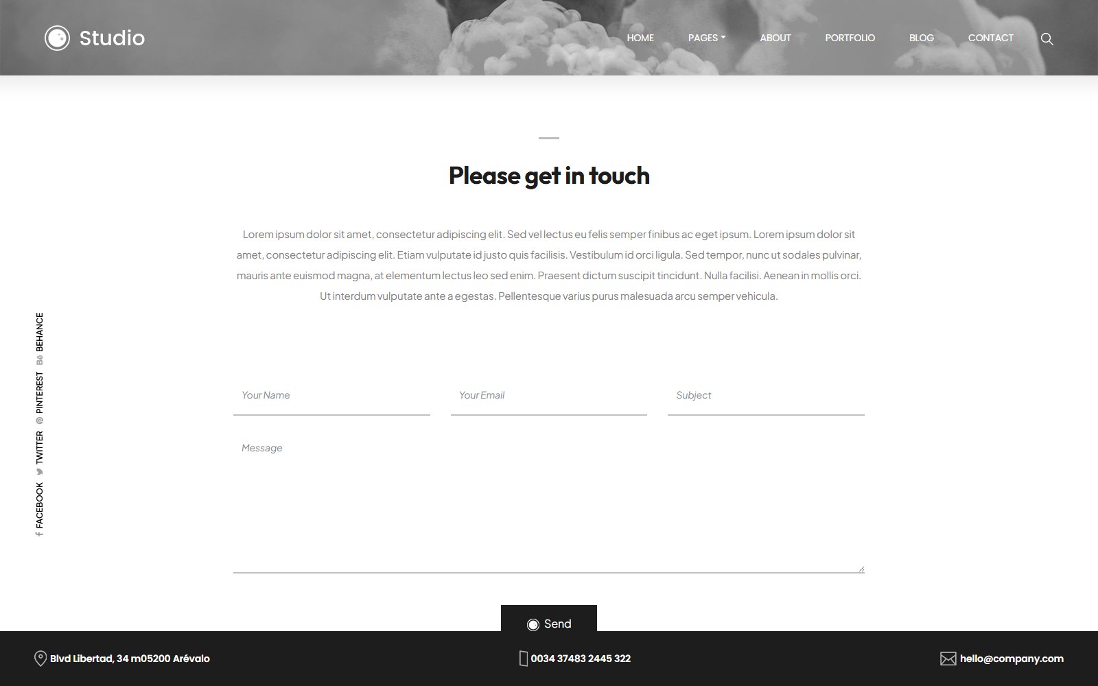 Studio - HTML Corporate, SaaS & Agency Theme contact screen