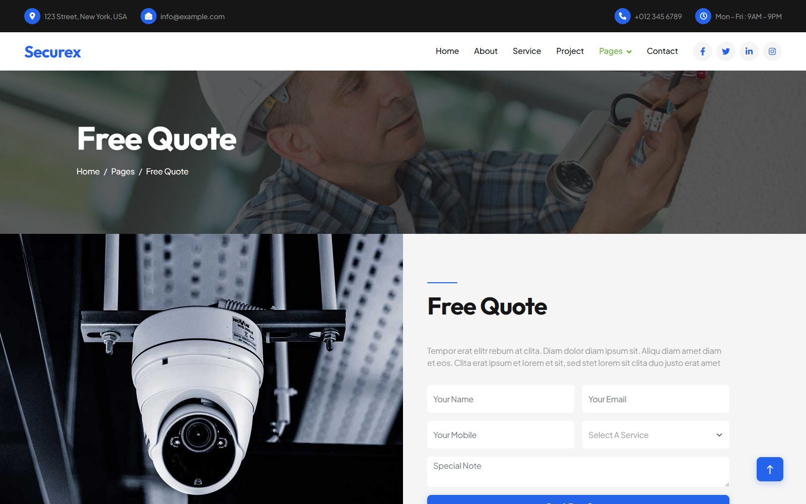Securex - HTML Corporate, SaaS & Agency Theme quote screen