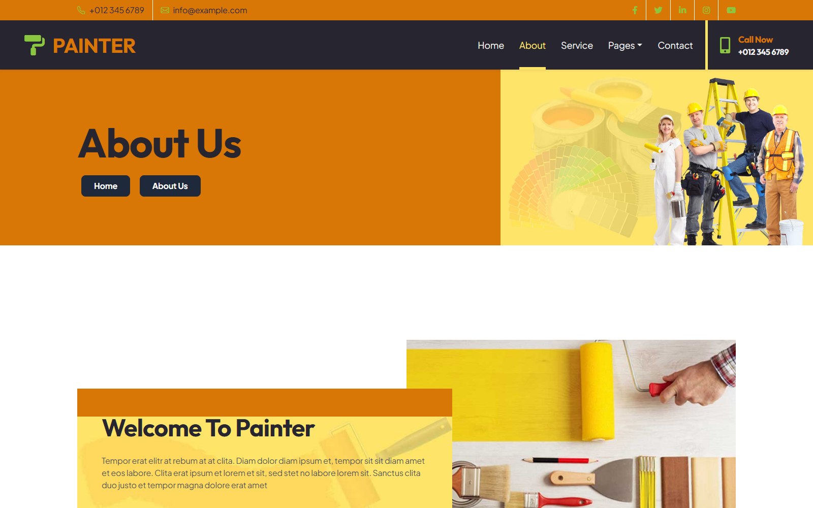 Painter - HTML Architecture & Construction Theme about screen