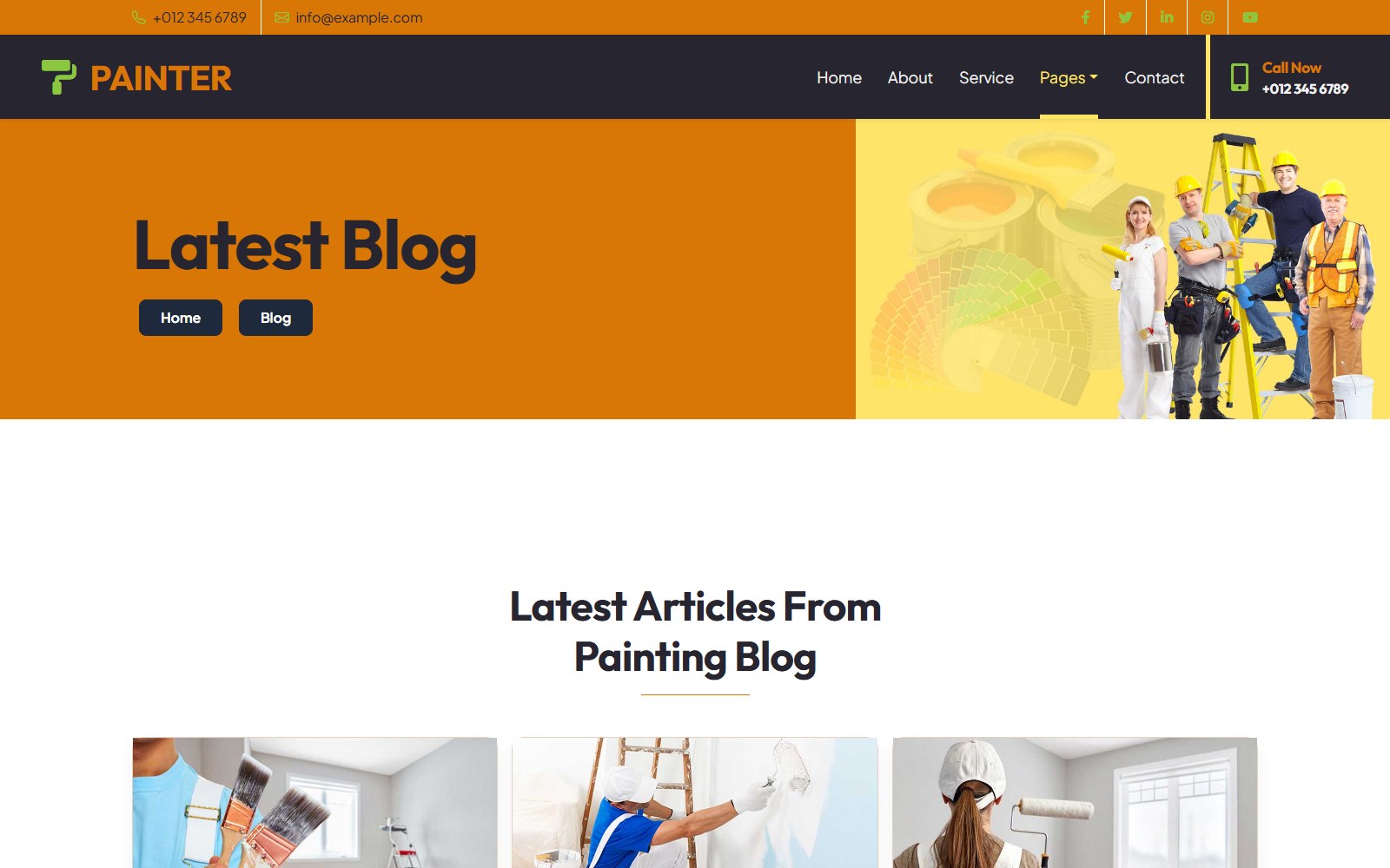 Painter - HTML Architecture & Construction Theme blog screen