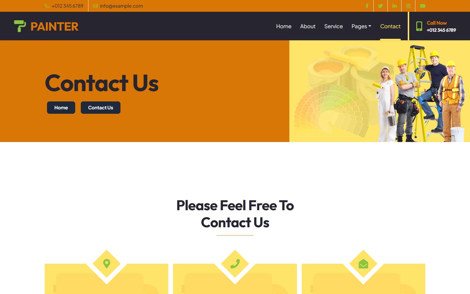 Painter - HTML Architecture & Construction Theme contact screen