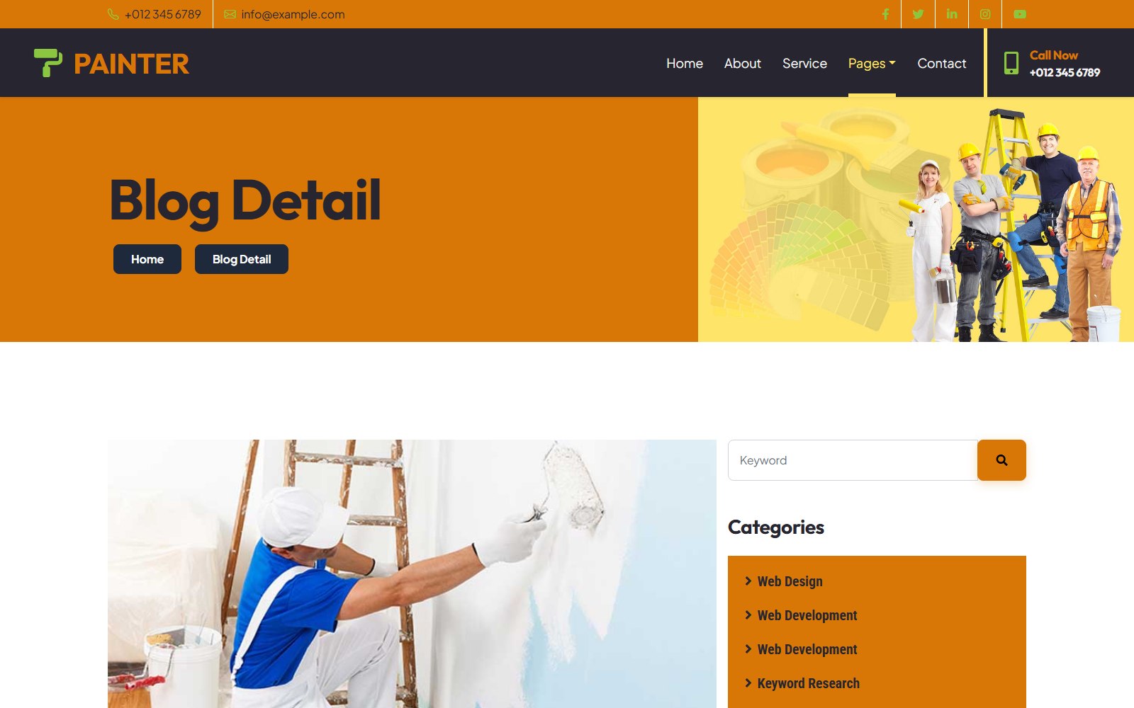 Painter - HTML Architecture & Construction Theme detail screen