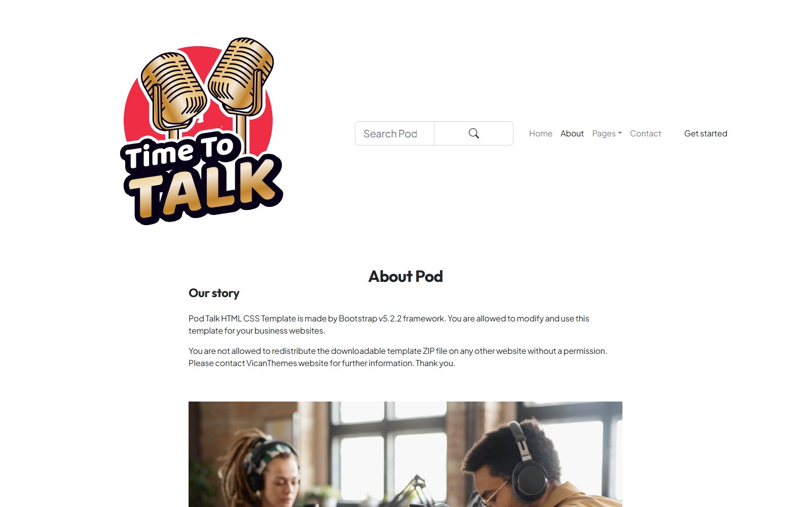 Podtalk - HTML Media, Gaming & Entertainment Theme about screen