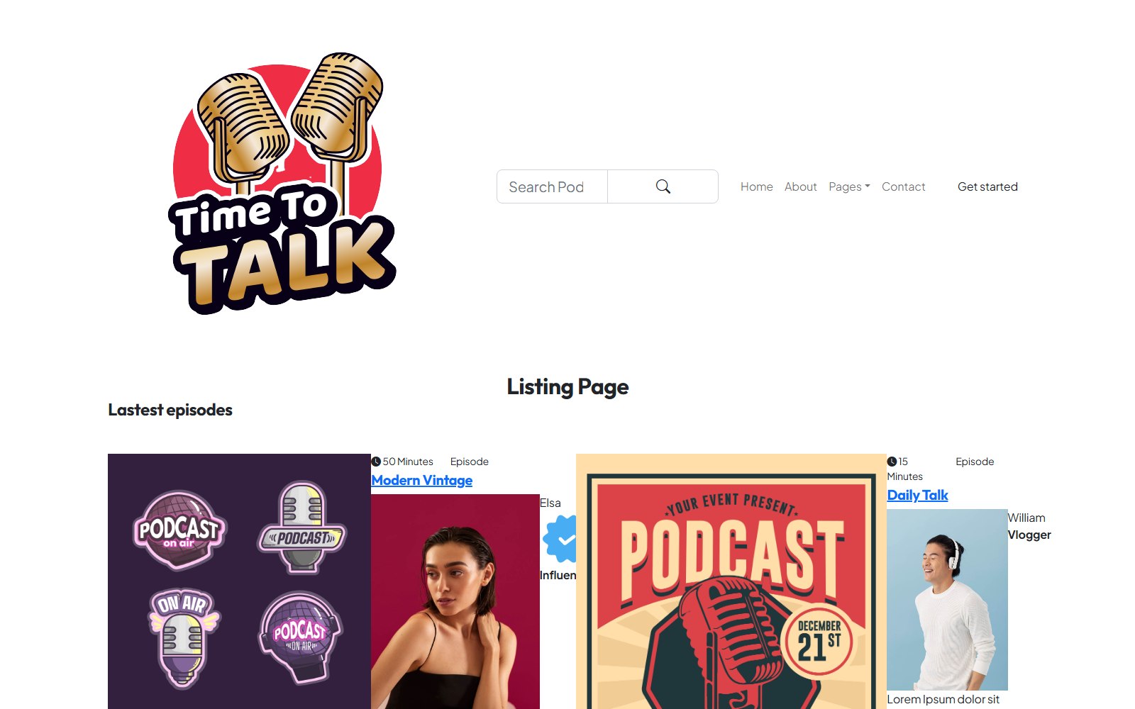 Podtalk - HTML Media, Gaming & Entertainment Theme listing-page screen