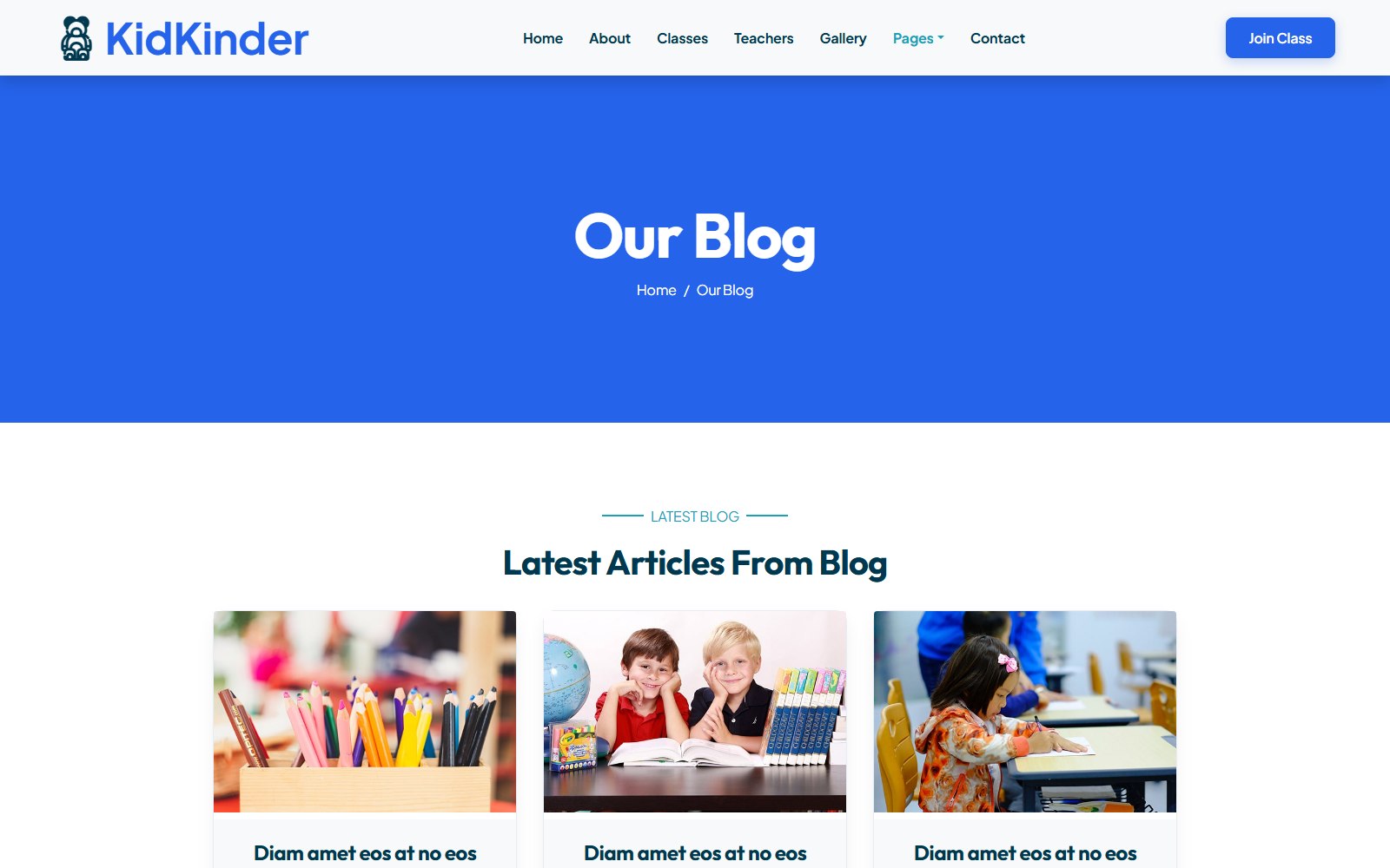Kidkinder - HTML Corporate, SaaS & Agency Theme blog screen