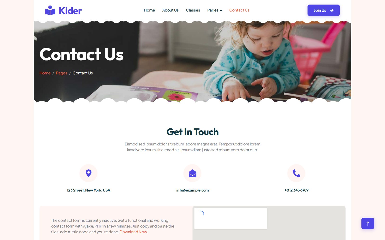 Kider - HTML Corporate, SaaS & Agency Theme contact screen