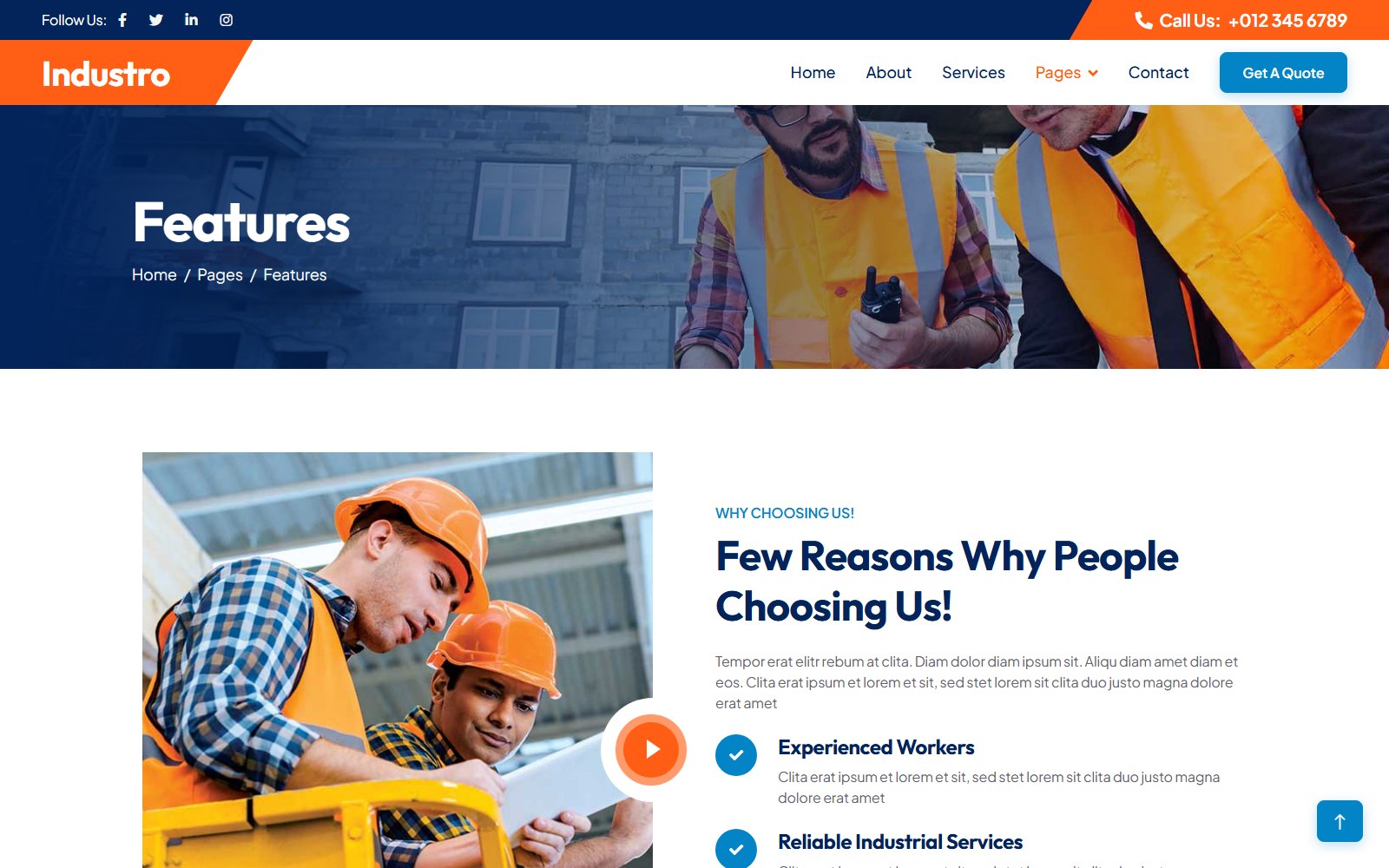 Indsutrio - HTML Corporate, SaaS & Agency Theme feature screen