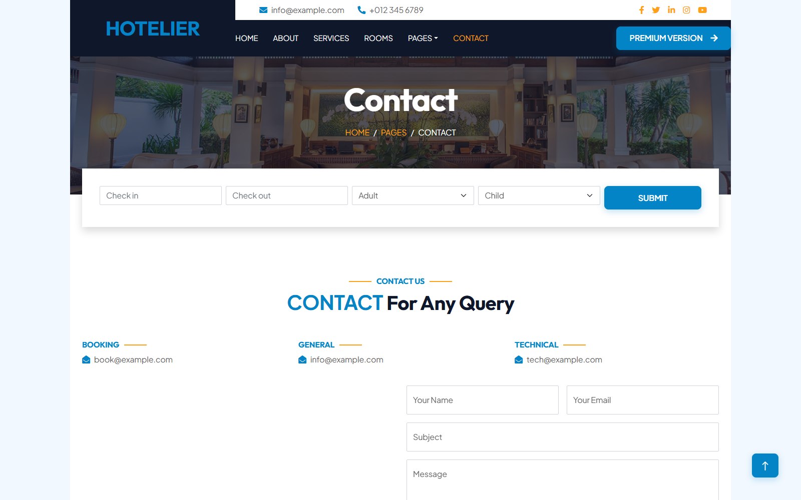 Hotelier - HTML Travel, Tourism & Hospitality Theme contact screen