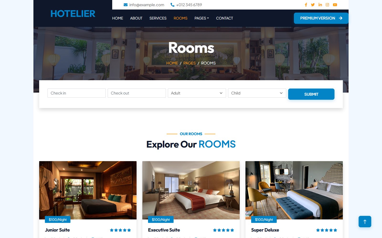 Hotelier - HTML Travel, Tourism & Hospitality Theme room screen