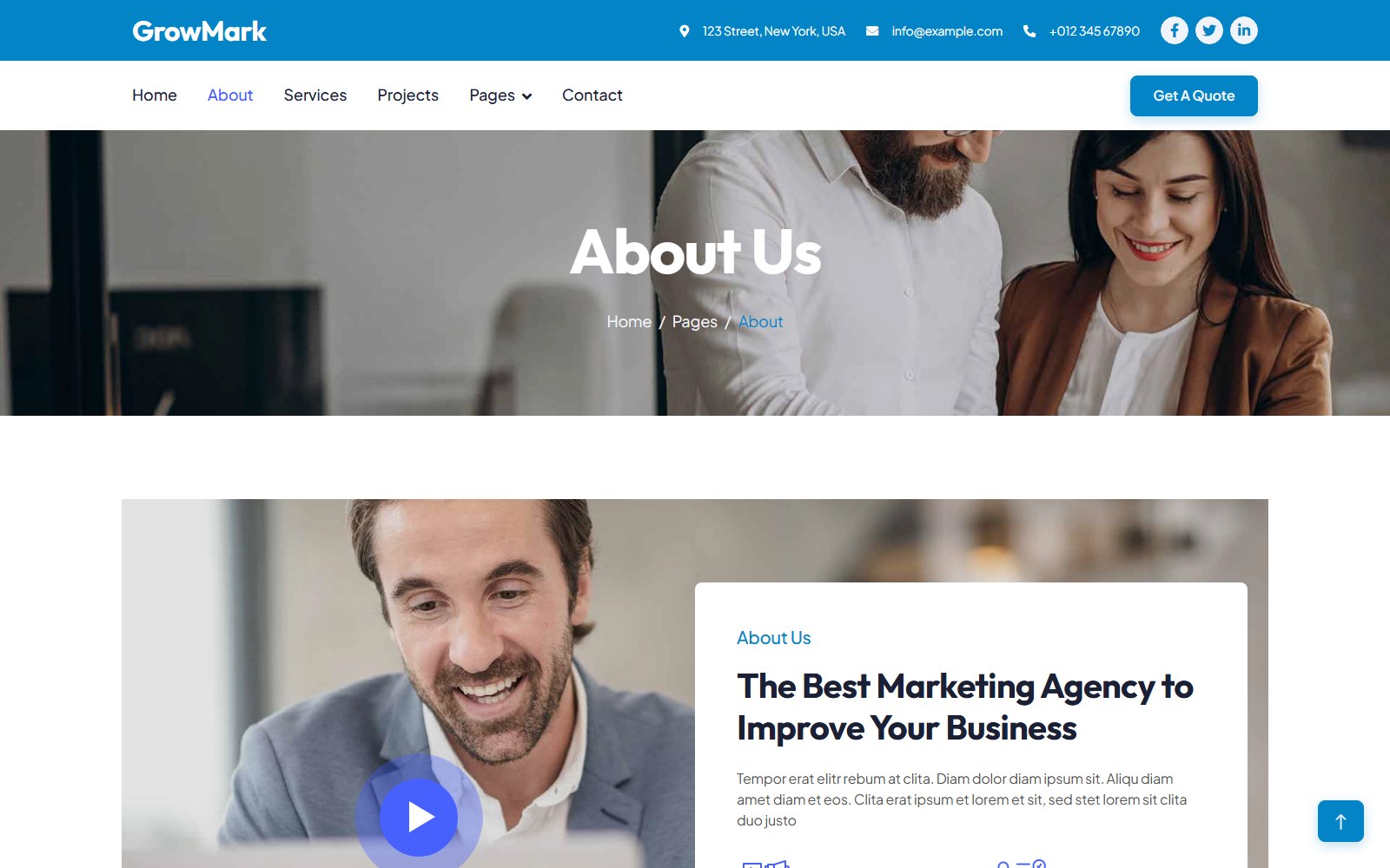 Growmark - HTML Corporate, SaaS & Agency Theme about screen