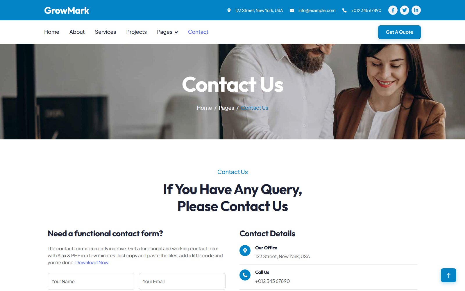 Growmark - HTML Corporate, SaaS & Agency Theme contact screen