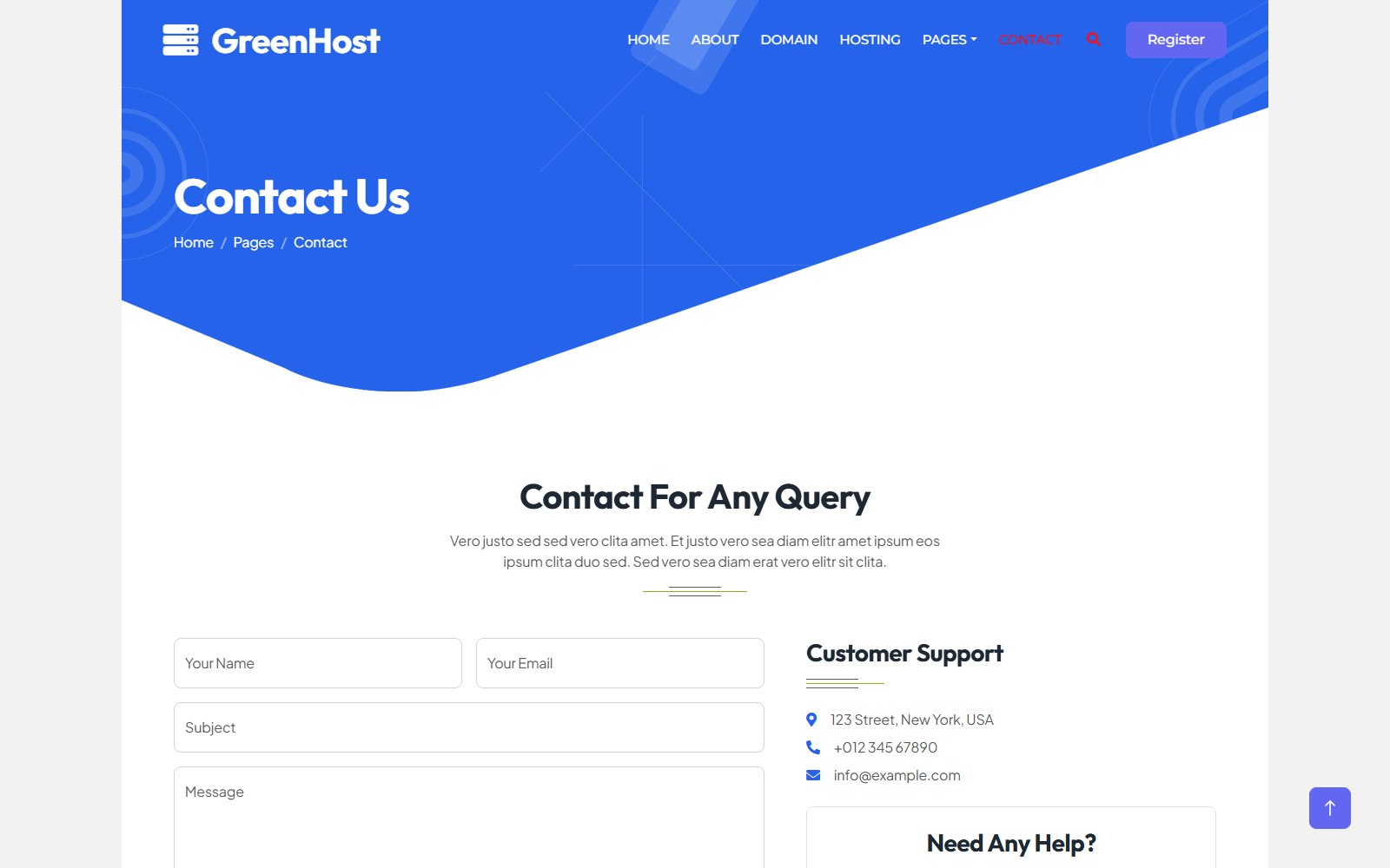 Greenhost - HTML Corporate, SaaS & Agency Theme contact screen