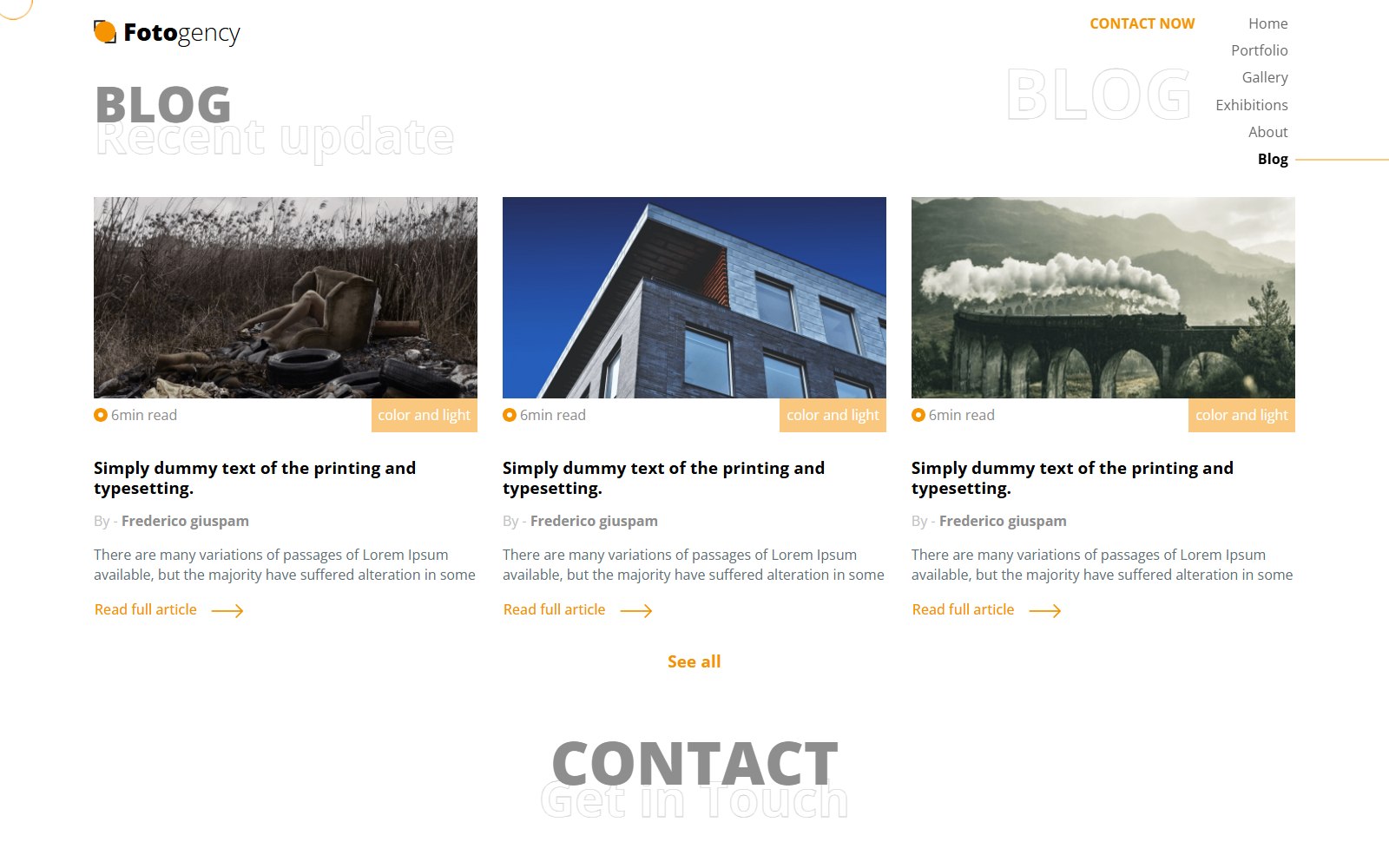 Fotogency - HTML Media, Gaming & Entertainment Theme blog screen