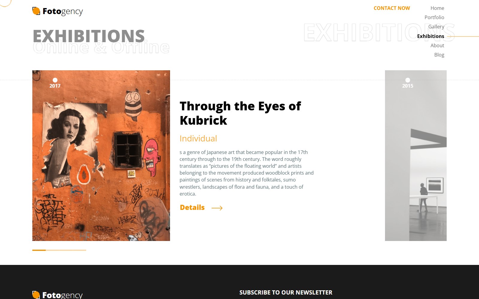 Fotogency - HTML Media, Gaming & Entertainment Theme exhibitions screen