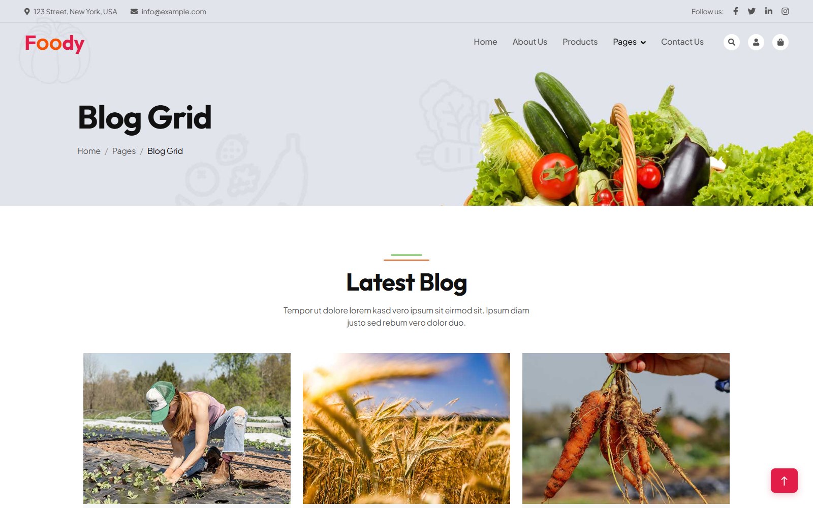 Foody2 - HTML Restaurant, Cafe & Bakery Theme blog screen