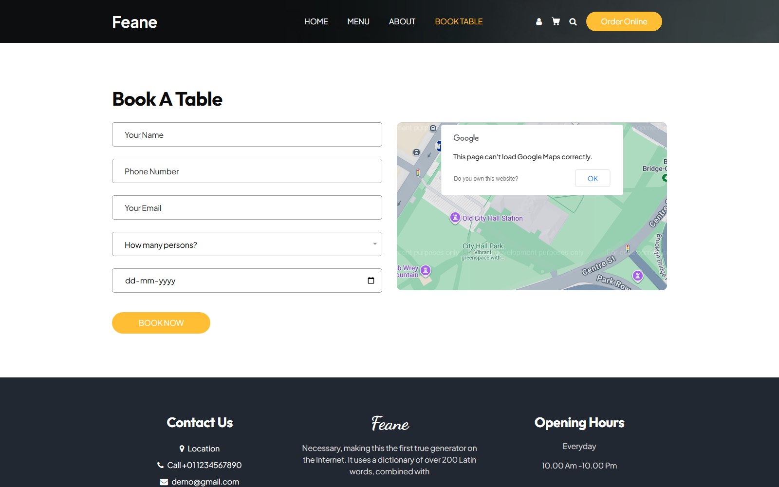 Feane - HTML Restaurant, Cafe & Bakery Theme book screen