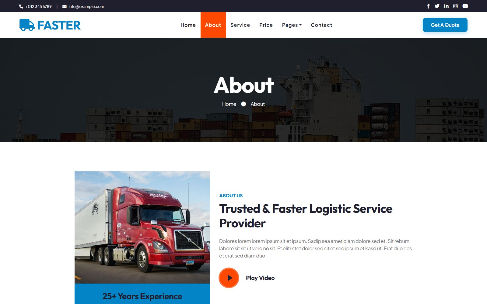 Faster - HTML Corporate, SaaS & Agency Theme about screen