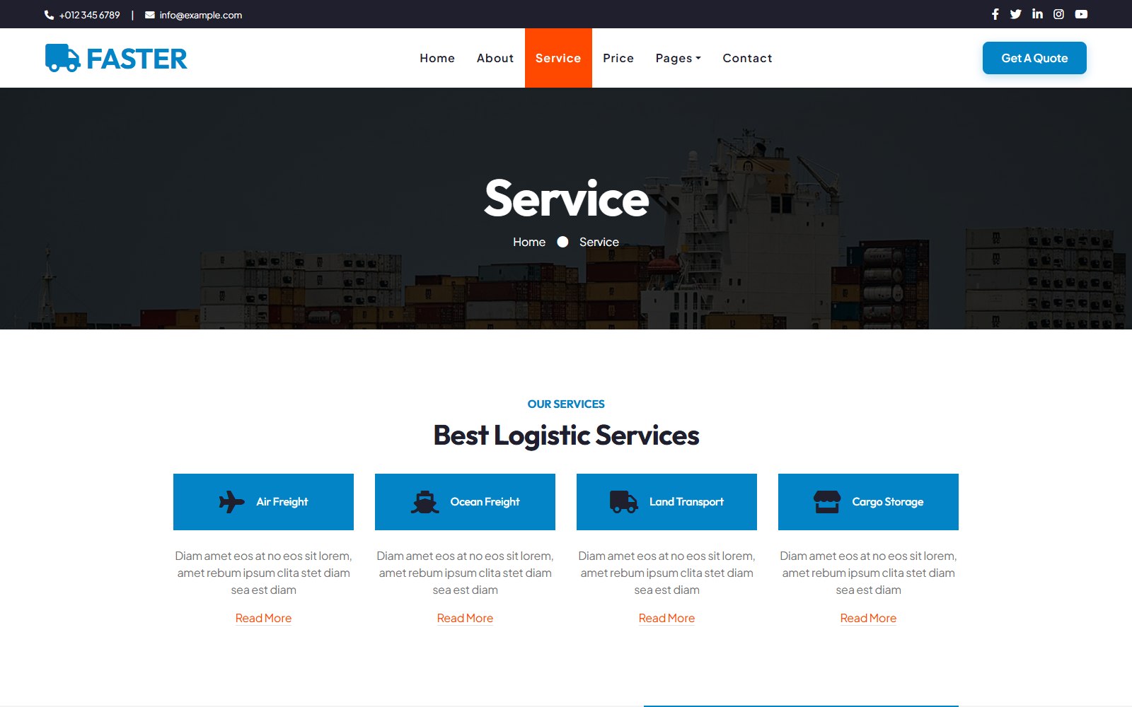Faster - HTML Corporate, SaaS & Agency Theme service screen