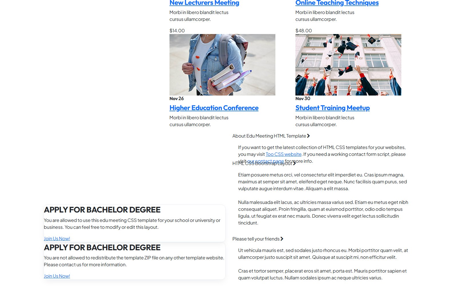 Edu Meeting - HTML Education & LMS Theme portfolio and showcase