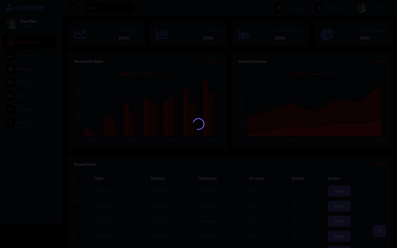 Darkpan - HTML Dashboard & Admin Panels Theme