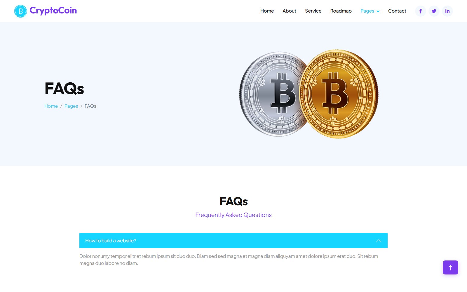 Cryptocoin - HTML Finance, Crypto & Banking Theme faq screen