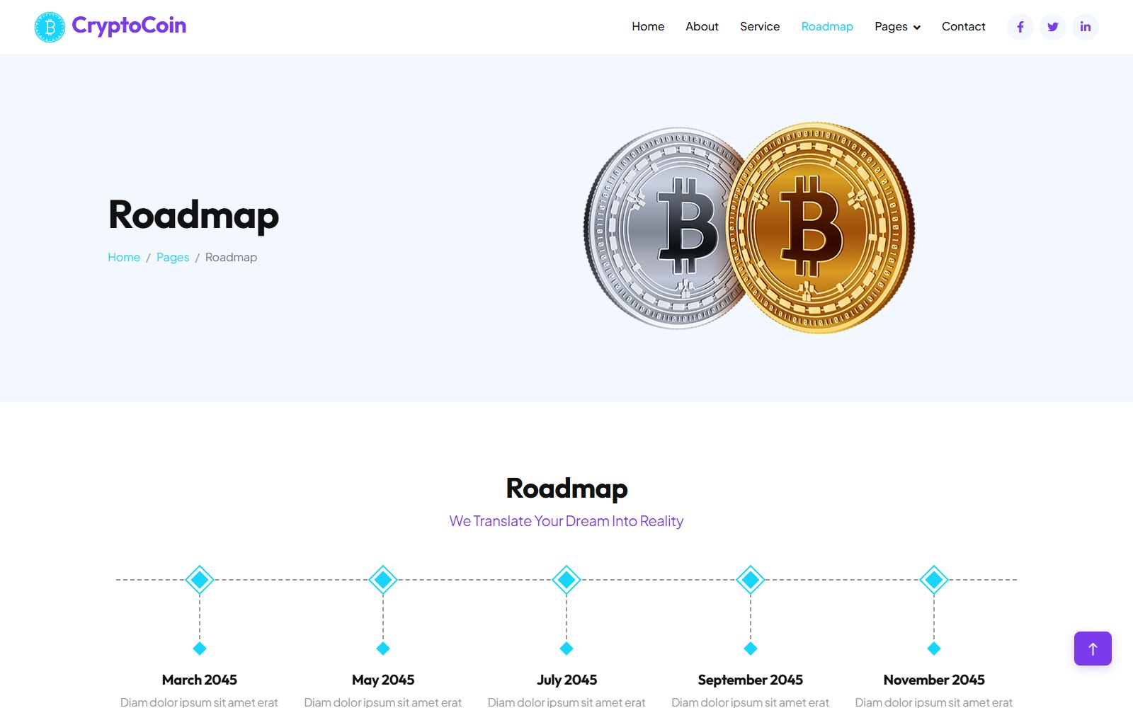 Cryptocoin - HTML Finance, Crypto & Banking Theme roadmap screen