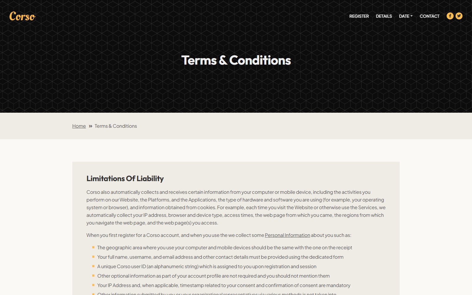 Corso - HTML Corporate, SaaS & Agency Theme terms-conditions screen