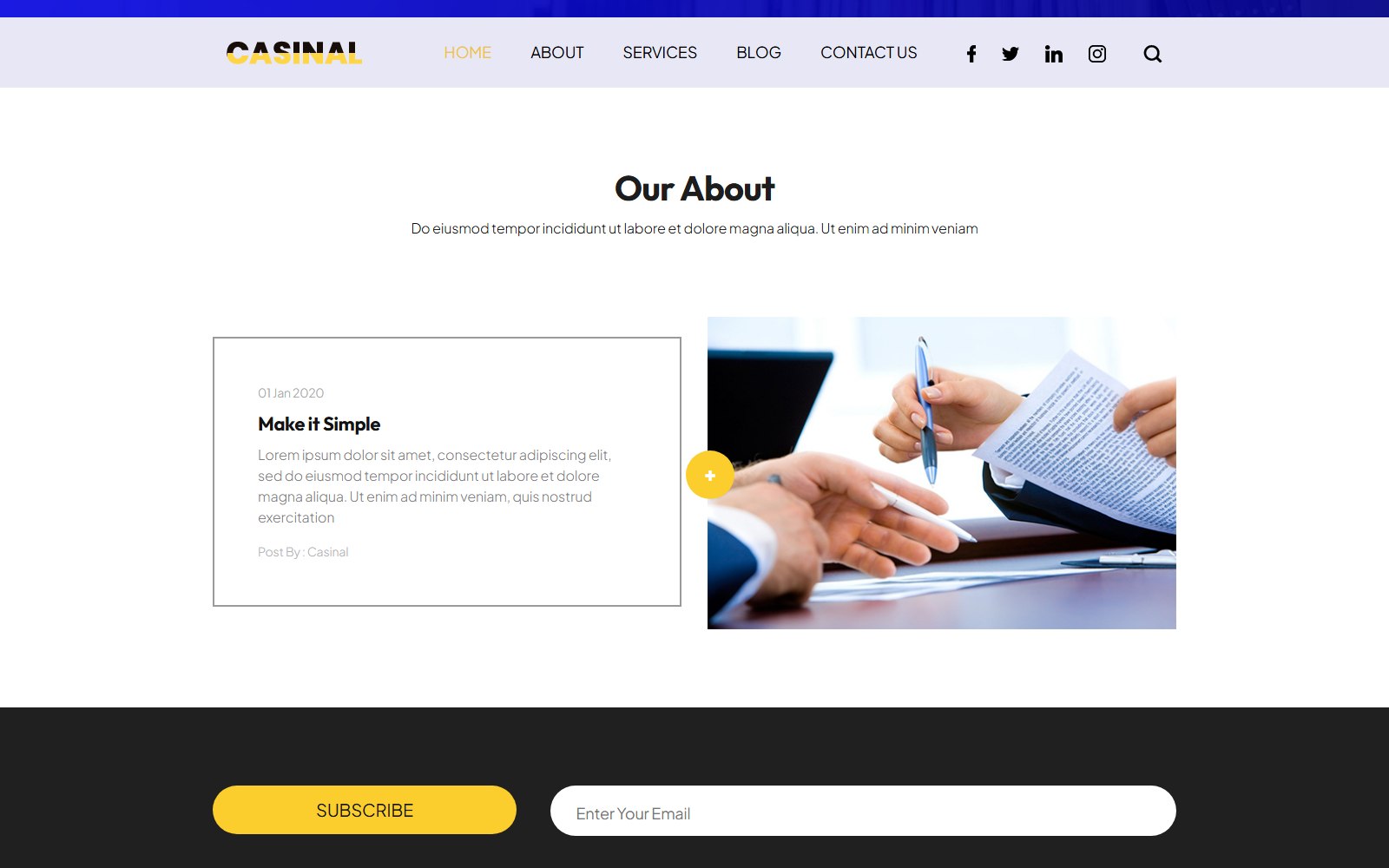 Casinal - HTML Corporate, SaaS & Agency Theme about screen