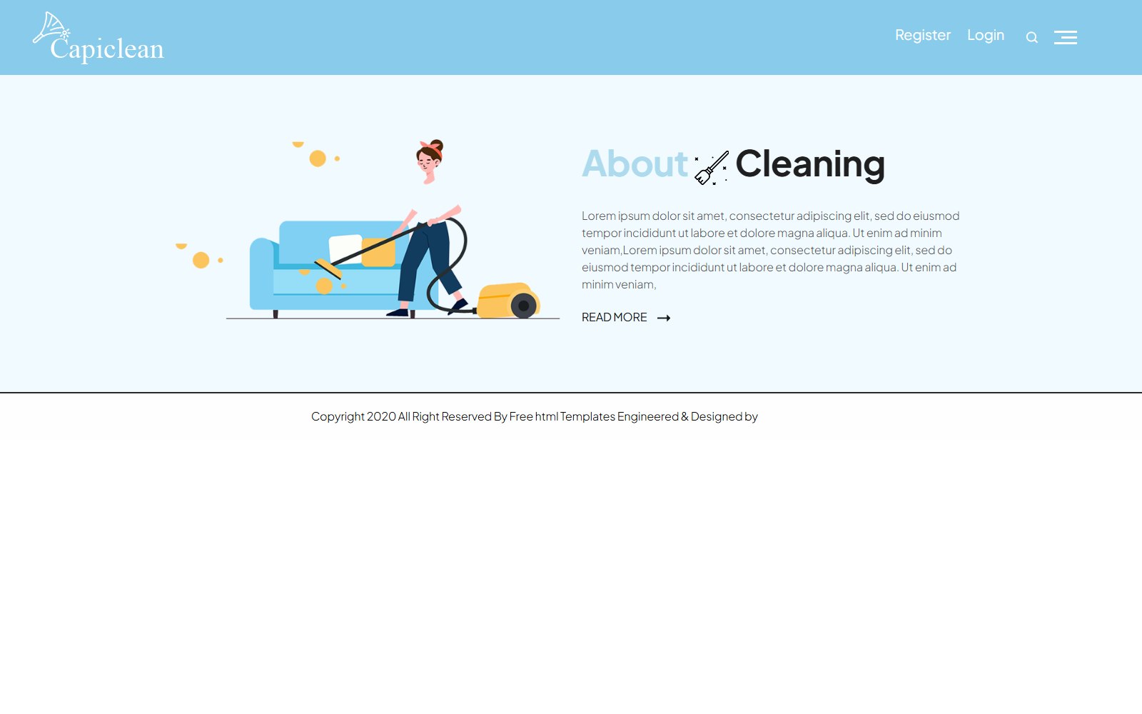 Capiclean - HTML Home & Commercial Services Theme about screen