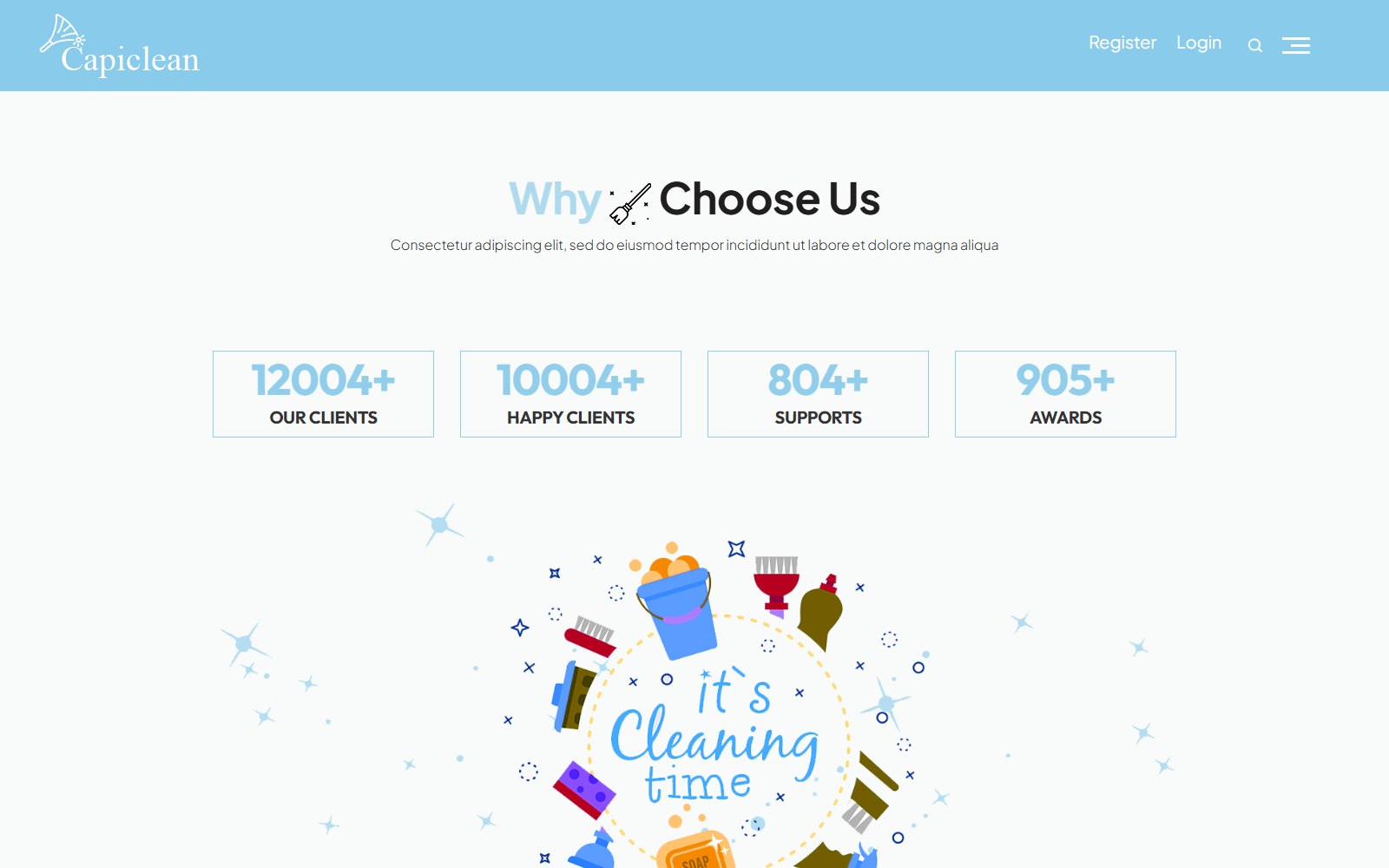 Capiclean - HTML Home & Commercial Services Theme choose screen