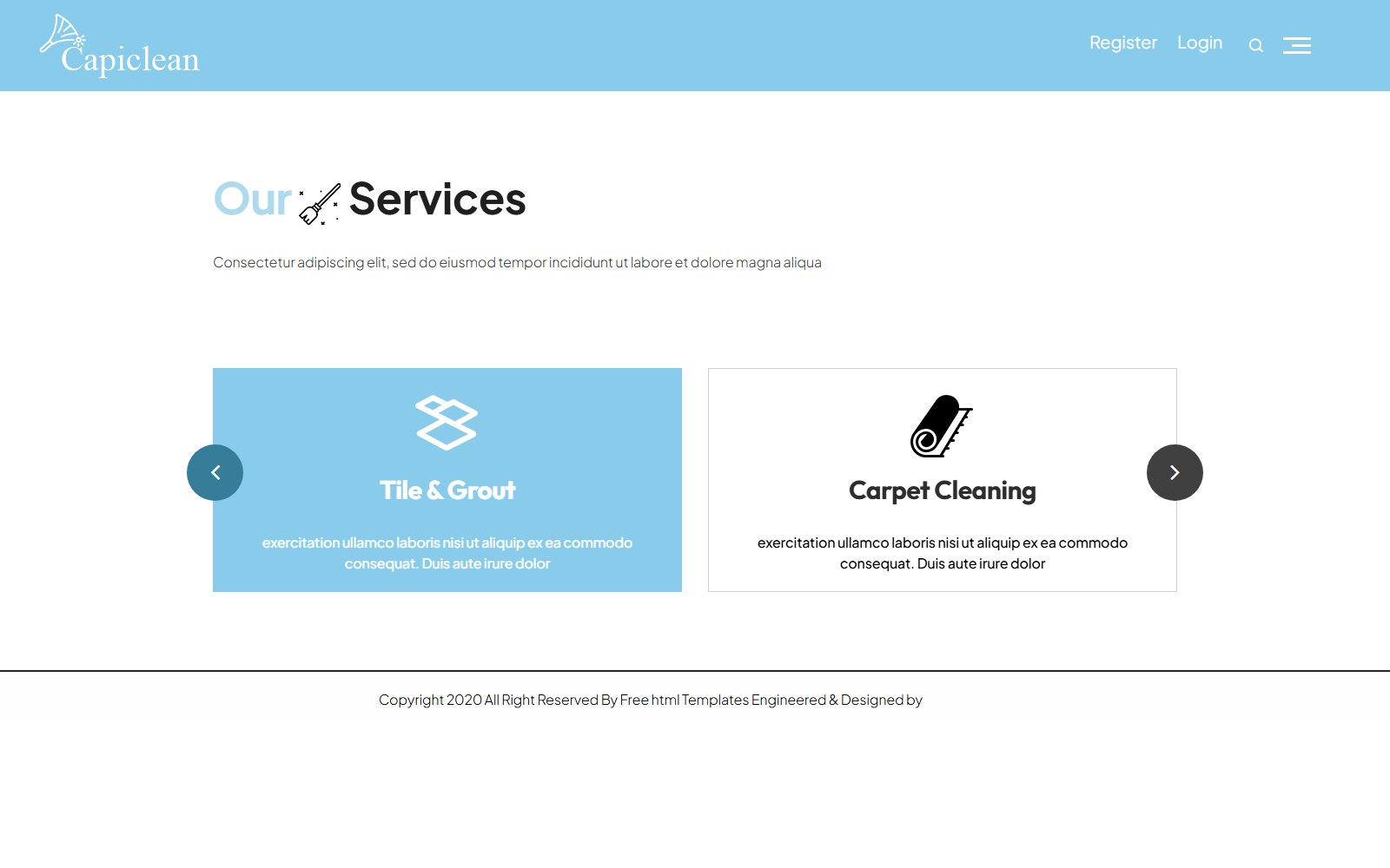 Capiclean - HTML Home & Commercial Services Theme services screen