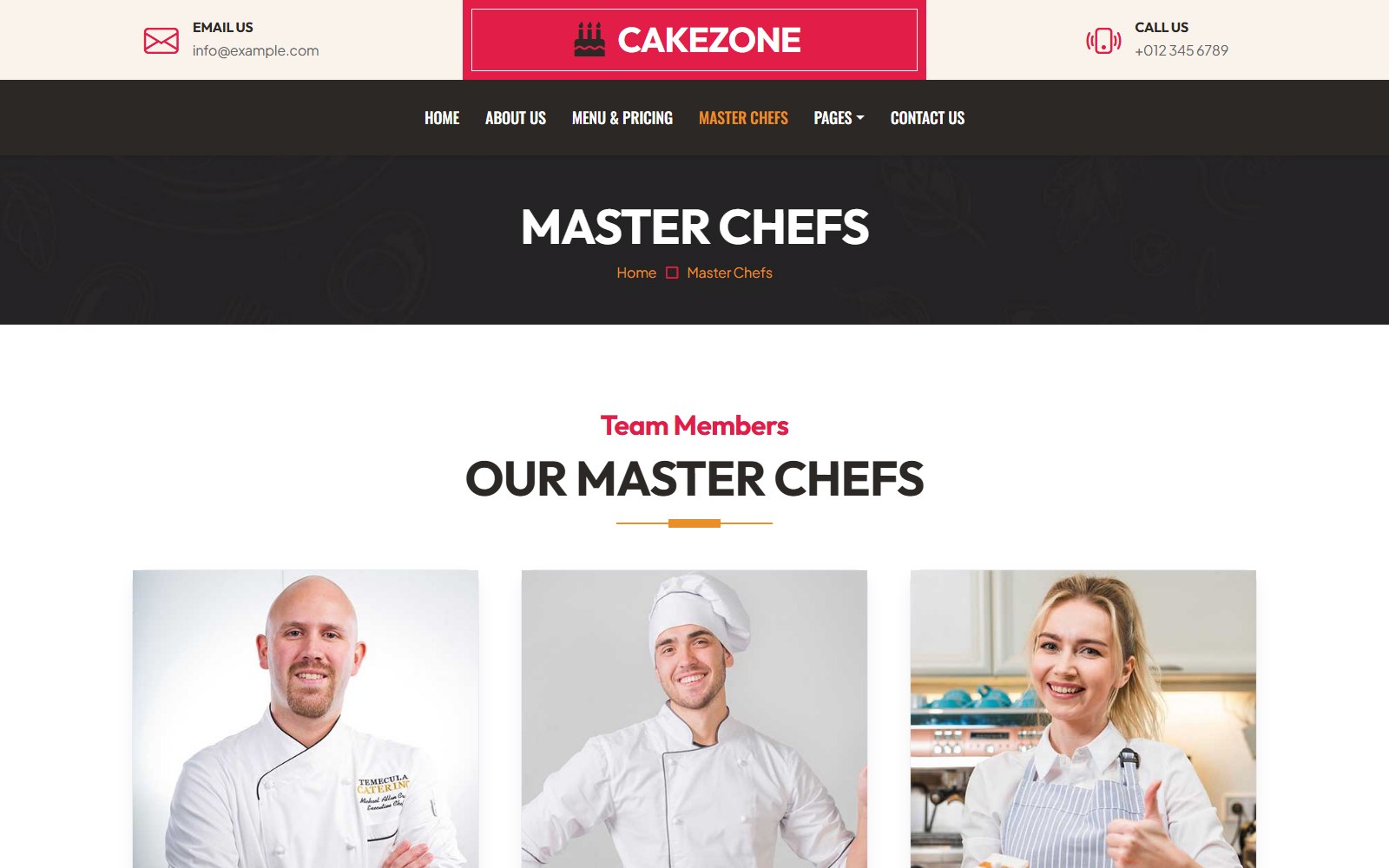Cakezone - HTML Restaurant, Cafe & Bakery Theme team screen