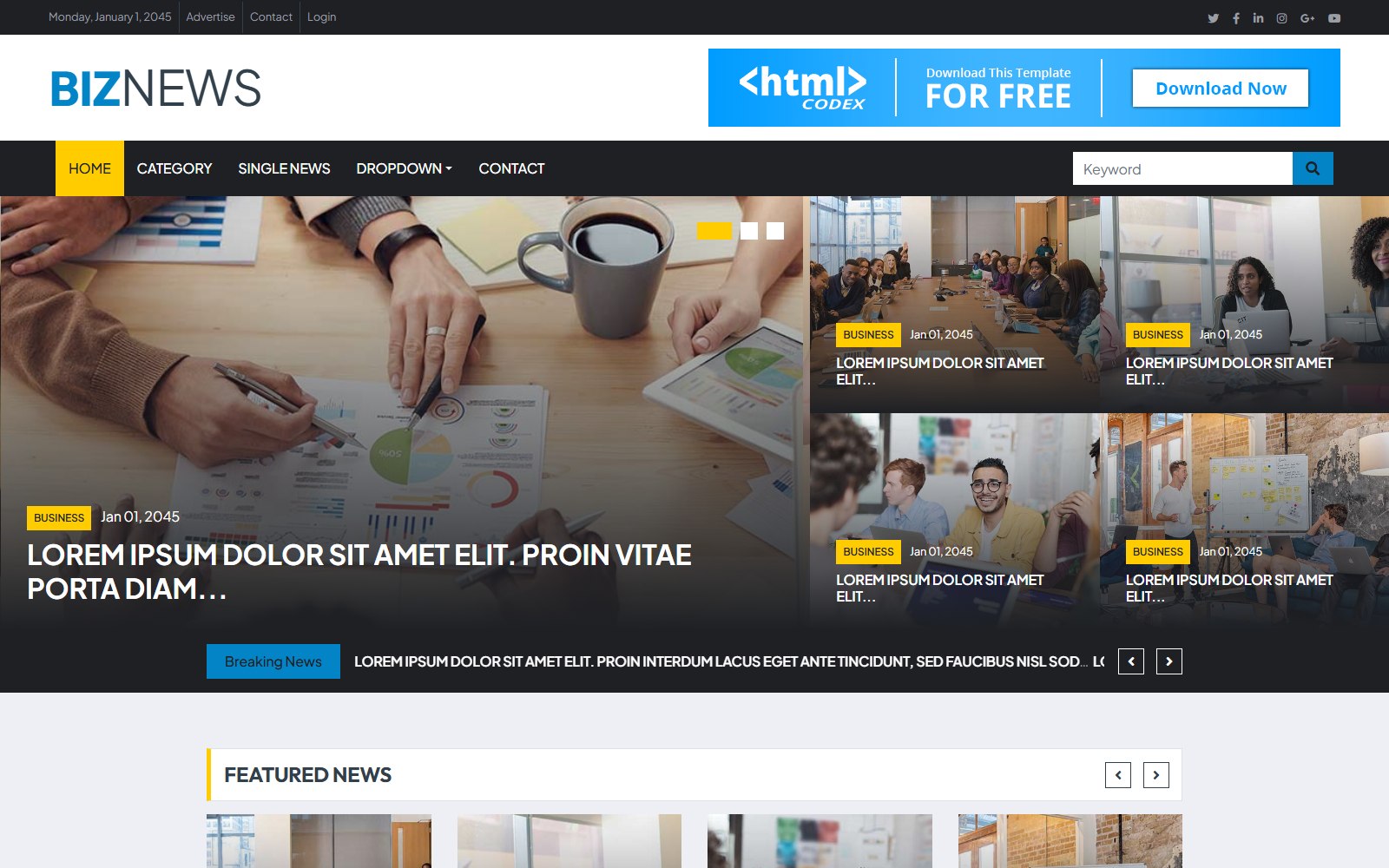 Biznews - HTML Corporate, SaaS & Agency Theme