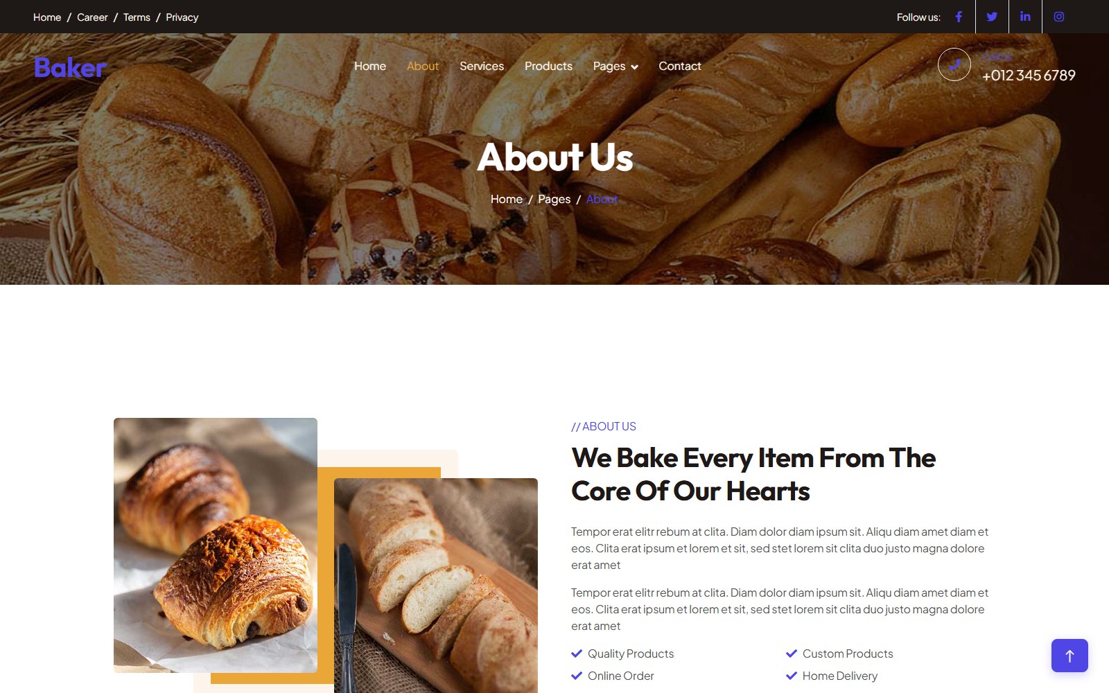Baker - HTML Corporate, SaaS & Agency Theme about screen