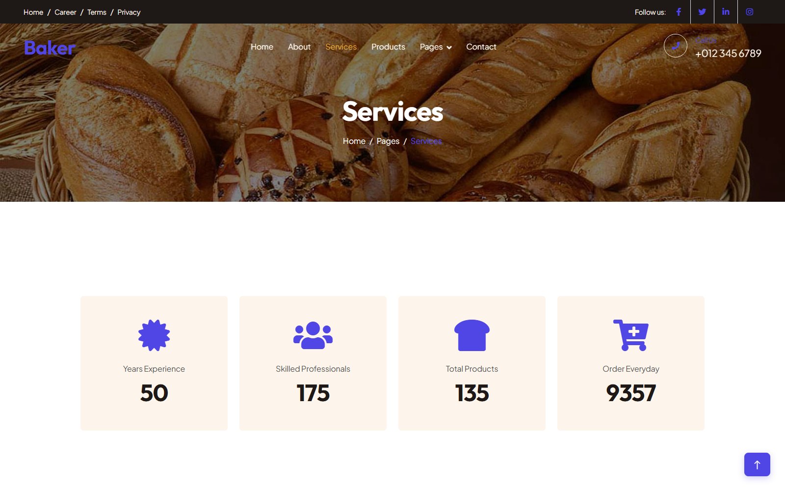 Baker - HTML Corporate, SaaS & Agency Theme service screen