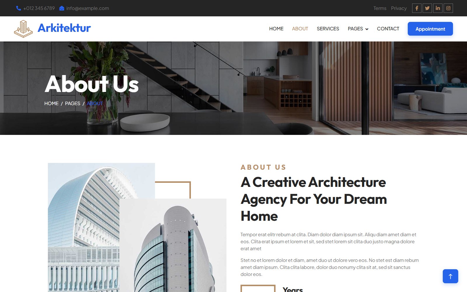 Arkitektur - HTML Corporate, SaaS & Agency Theme about screen