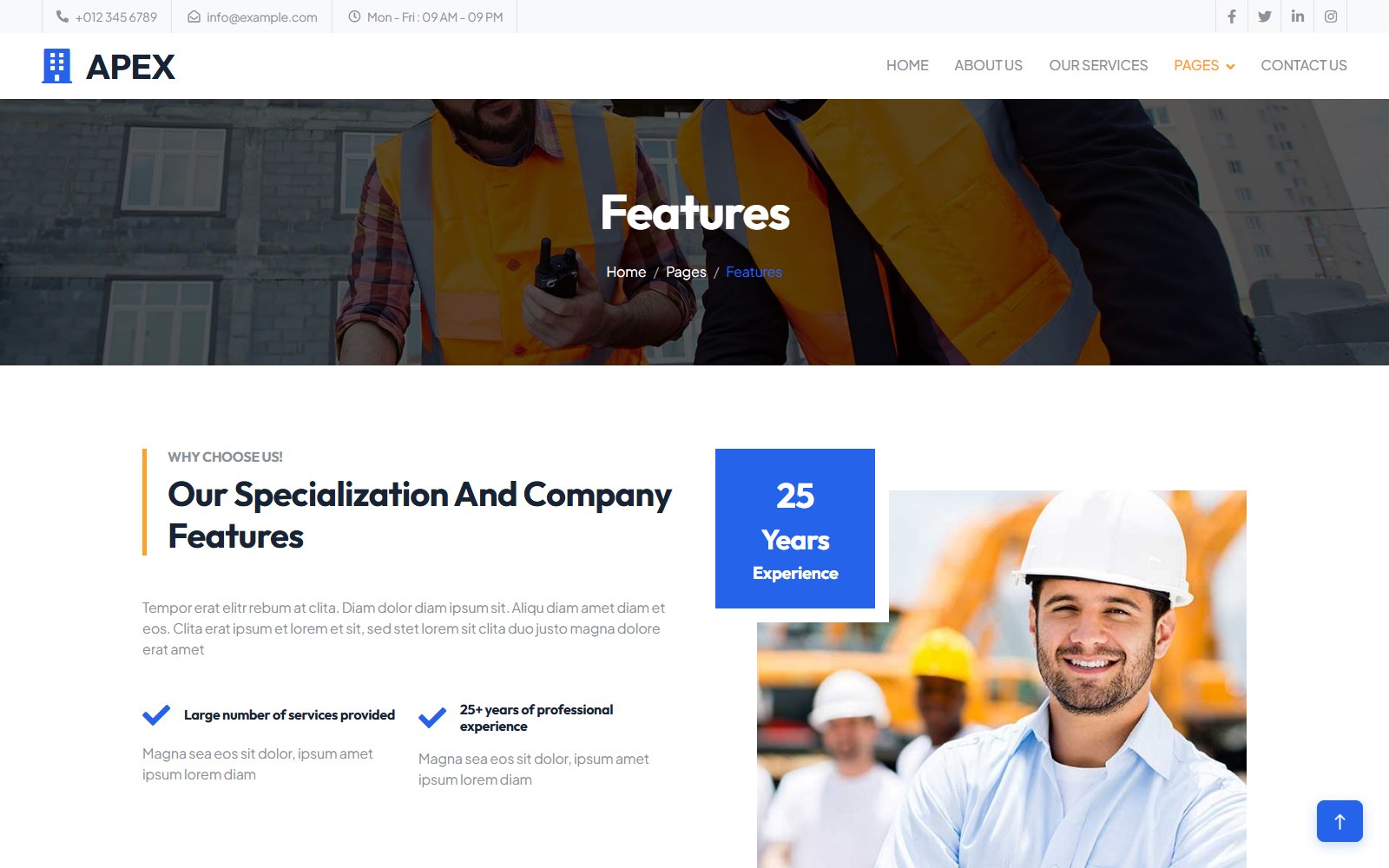 Apex - HTML Corporate, SaaS & Agency Theme feature screen