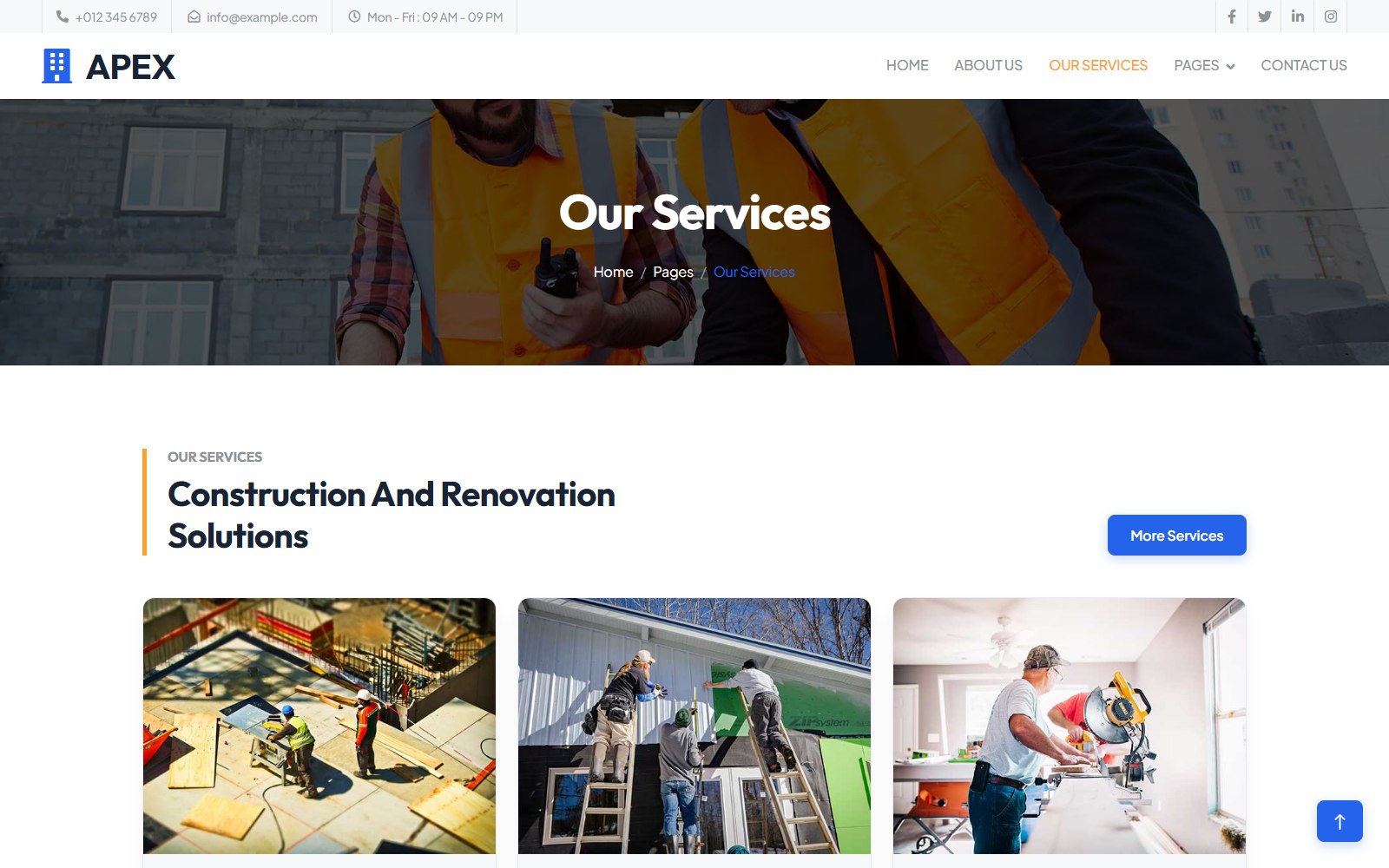 Apex - HTML Corporate, SaaS & Agency Theme service screen