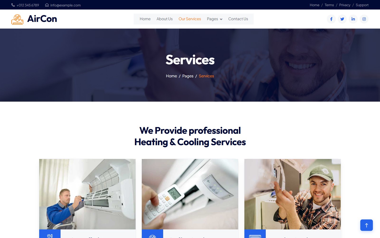Aircon - HTML Home & Commercial Services Theme service screen