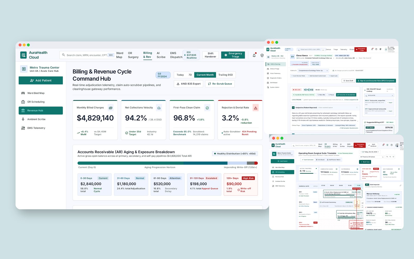 AuraHealth — Clinical EHR & Telemedicine UI Kit