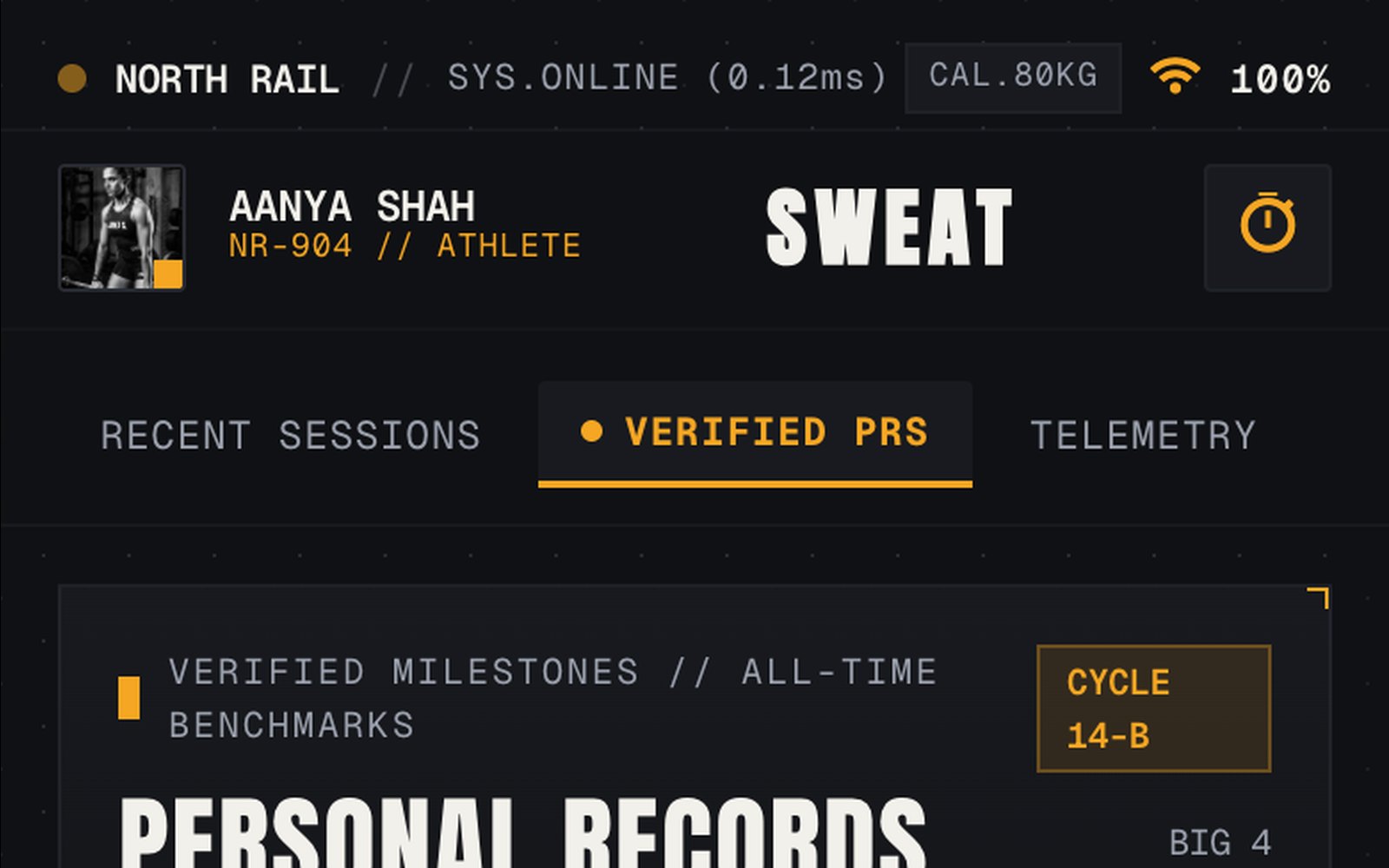 Sweat Personal Records Board