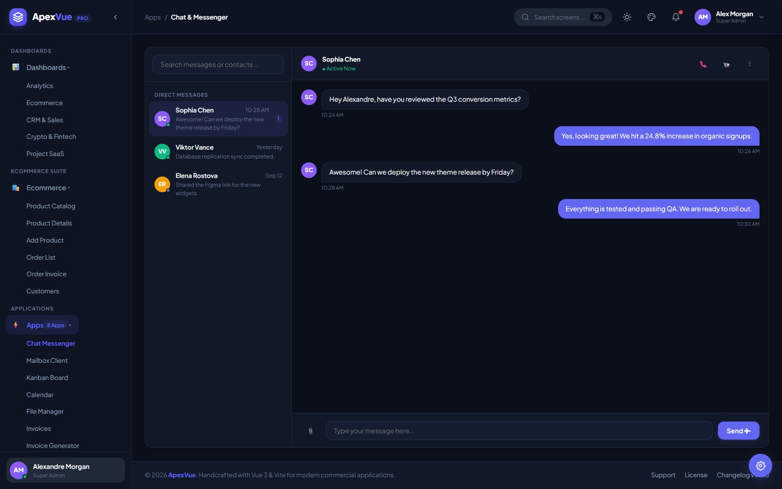 ApexVue Real-time Chat and Messenger App