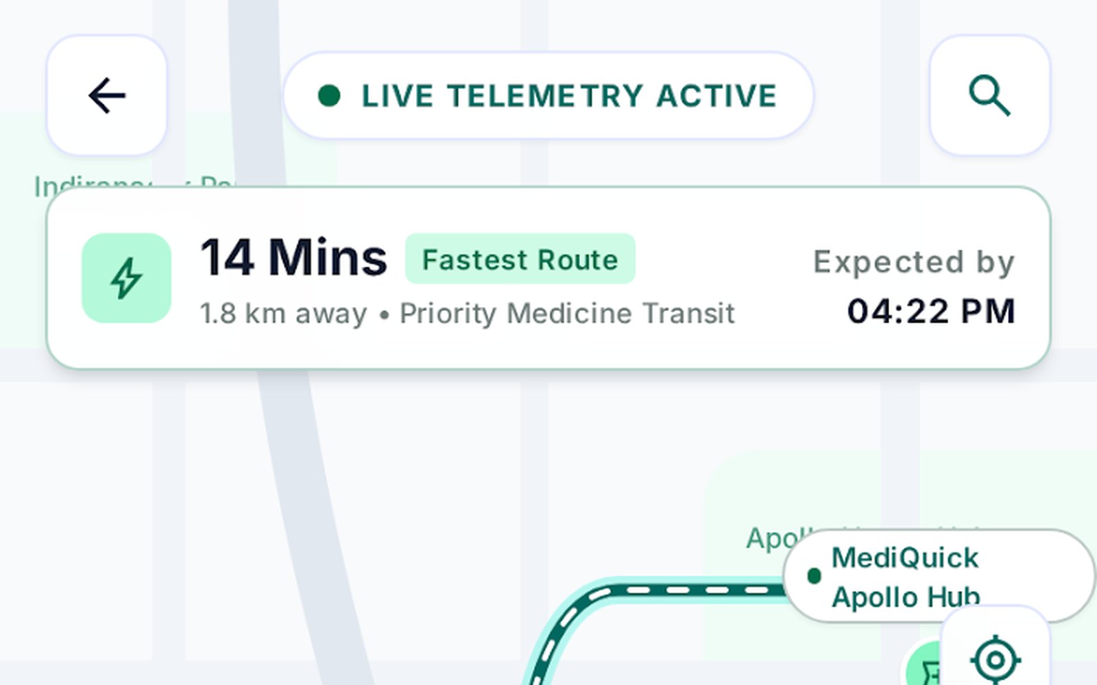 Mediquick Mobile Full Screen Live Gps Route Map