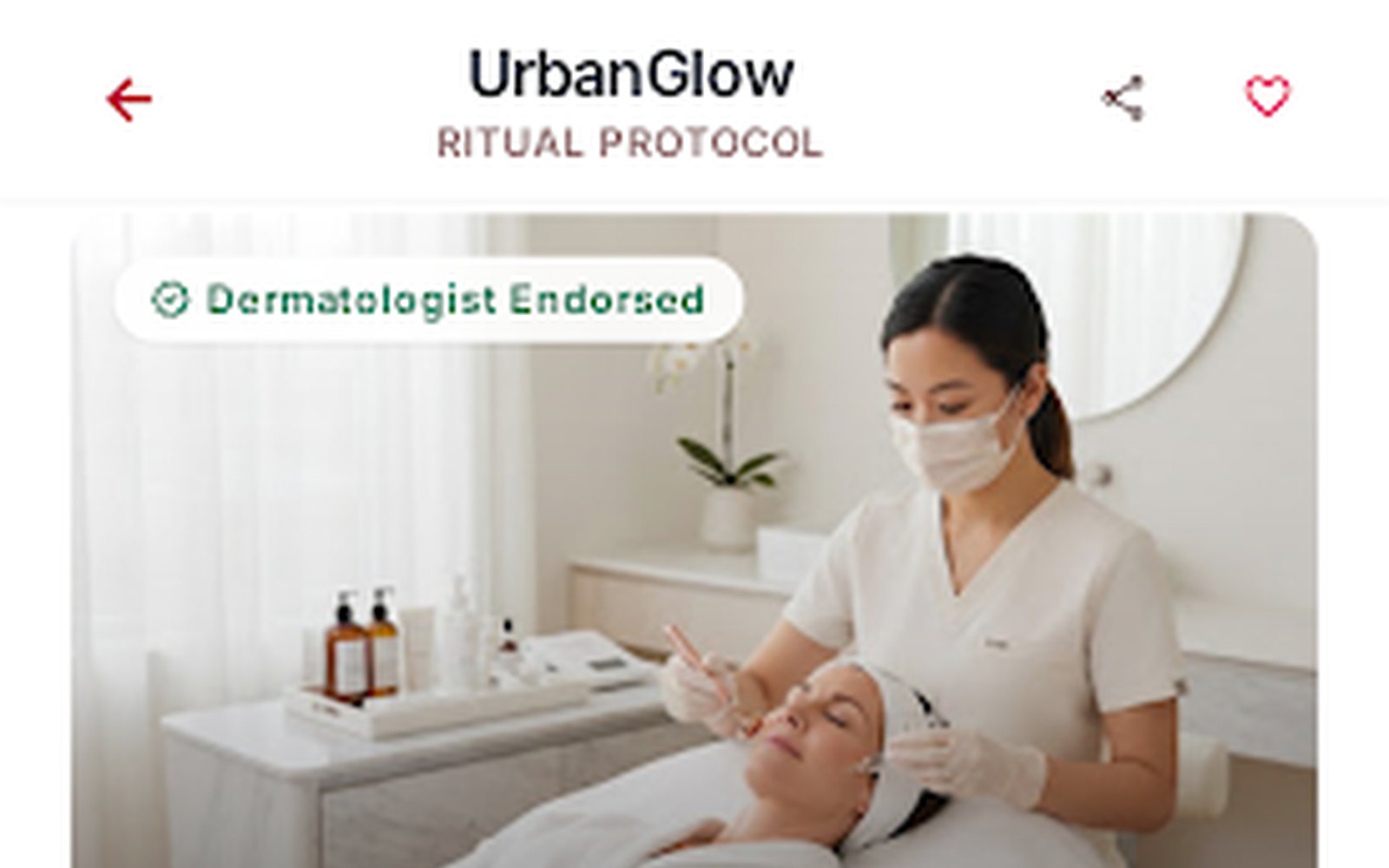 Urbanglow Mobile Full Service Detail Screen